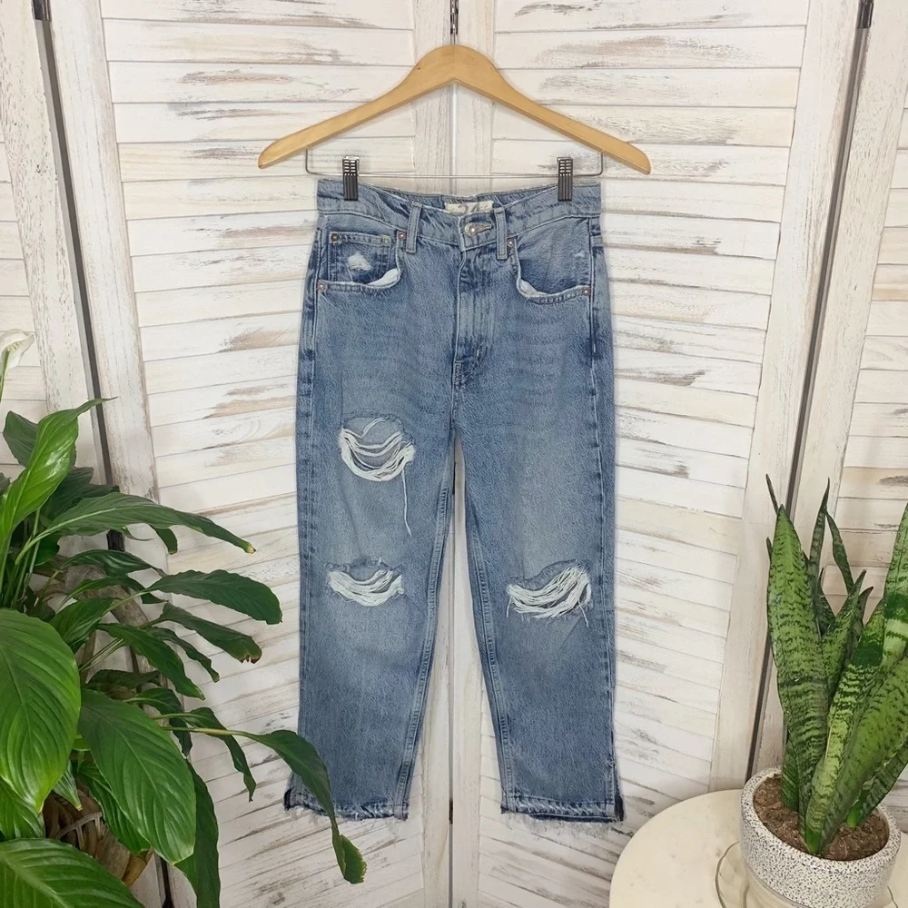 WE THE FREE | FREE PEOPLE Women's 24 Lita High Rise Distressed Crop Denim - Picture 2 of 13